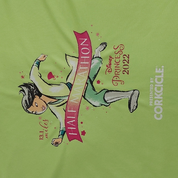 Run Disney 2022  Princess Mulan Half Marathon Shirt, Medium Men, lime Green. - Picture 6 of 11